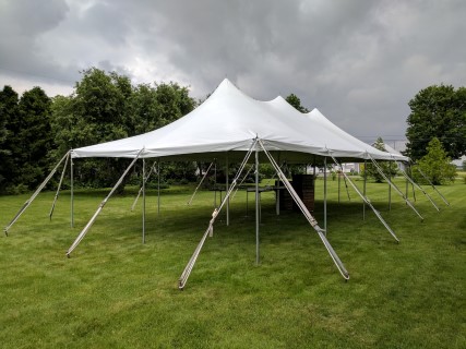 Wedding Reception - 20' x 40' Tent, Wooden Chairs, Bistro Tables.