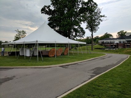 Men's Invitational at Findlay Country Club - 40' x 40' Tent, White Padded Chairs, Round and Rectangular Tables.